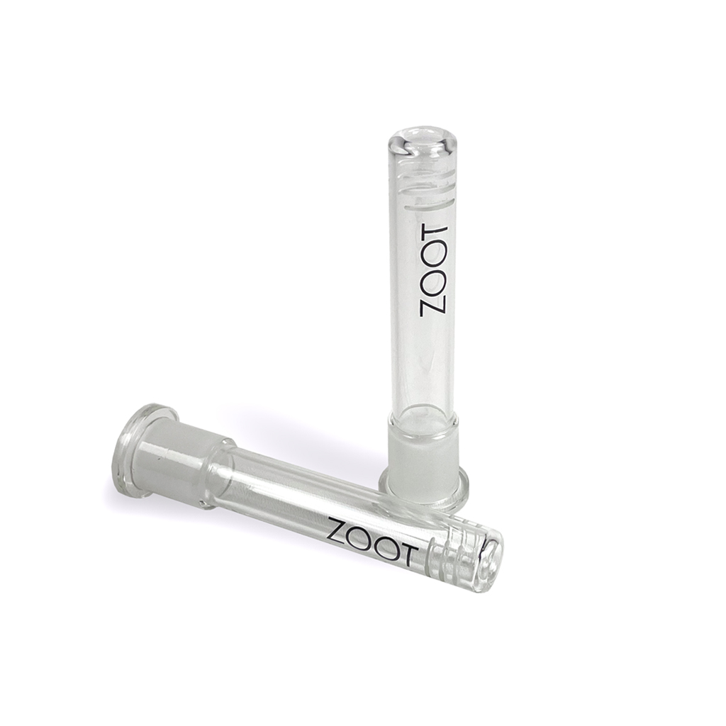 Clear borosilicate glass bong downstem with 14mm joint by Zoot Stoneware.